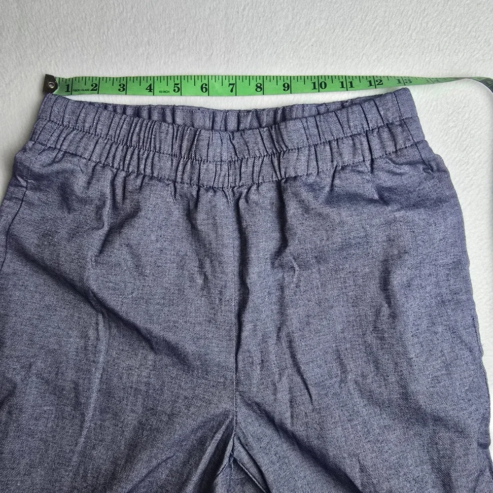 Zara Blue High Waisted Elastic Waist Cuffed‎ Straight Leg Pants Womens Small